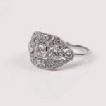 Art Deco 1Ct Diamond Ring in 14K White Gold for Women