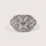 Art Deco 1Ct Diamond Ring in 14K White Gold for Women