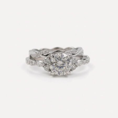 1.45ctw Certified Round Lab-Grown Diamond Engagement Ring – Twisted Eternity Band in 18K Gold