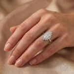 1.38ctw Marquise Lab Diamond Starburst Halo Ring in 14K White Gold