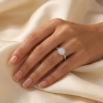 0.75ct Cushion Cut F-VS1 Certified Lab-Grown Diamond Engagement Ring with Accent Round Diamonds in 18K Gold