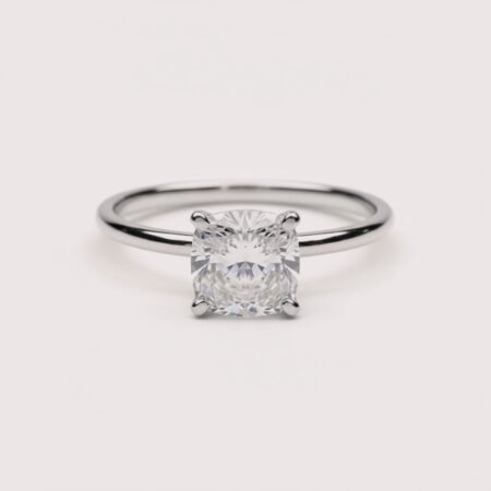 1 Carat Cushion Cut Lab Grown Diamond Engagement Ring in 18K Yellow Gold – EF Color, VS1 Clarity | Ethical & Sustainable Solitaire Ring