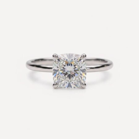 1 Carat Cushion Cut IGI Certified E/VS1 Lab Grown Diamond Engagement Ring in 18K Yellow Gold – Ethical & Sustainable Solitaire Ring