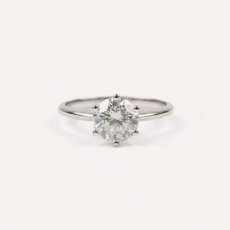 1 Carat Round IGI Certified E/VVS1 Lab Grown Diamond Engagement Ring in 18K Yellow Gold – Six Prong Crown Setting