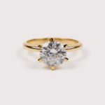 2 Carat Round Lab Grown Diamond Solitaire Ring in 18K Yellow Gold – EF Color, VS1 Clarity, Six Prong Crown Setting