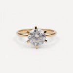 2 Carat Round Lab Grown Diamond Classic 6 Prong Floating Diamond Solitaire Engagement Ring 14K Gold IGI Certified
