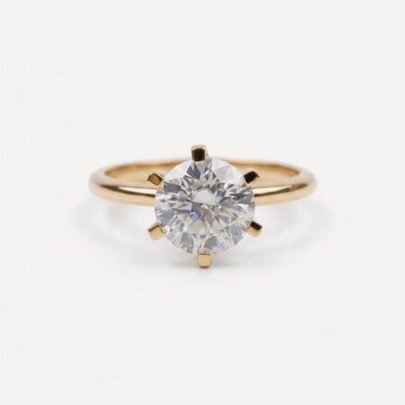 2 Carat Round Lab Grown Diamond Classic 6 Prong Floating Diamond Solitaire Engagement Ring 14K Gold IGI Certified