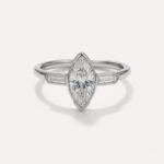 Marquise Cut 1.60ct EF VS1 IGI Certified Lab Diamond Three Stone Ring in 14K Gold – Bullet Side Accents