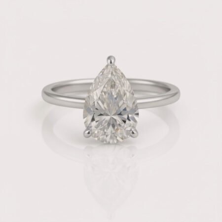 Pear Cut 3ct E-F VS1 IGI Certified Lab Diamond Solitaire Ring in 18K Gold – Elegant Teardrop Design