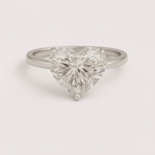 Heart Cut 5ct E-F VS1 IGI Certified Lab Diamond Solitaire Ring in 18K White Gold – Romantic Signature Design