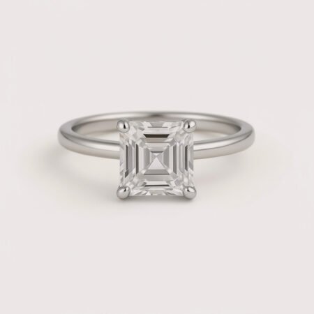 Asscher Cut 5ct E-F VS1 IGI Certified Lab Diamond Solitaire Ring in 18K Gold – Vintage Step-Cut Design