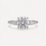 1.06 carat Round cut Lab Grown Diamond Three Stone Engagement ring 14K White Gold IGI Certified