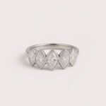 3.00ctw Marquise Cut IGI Certified CVD Lab Diamond 5-Stone Ring in 14K Gold – Minimalist Bezel Setting