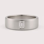 2.50ct Emerald Cut IGI Certified CVD Lab Diamond Ring in 18K White Gold – Modern Bezel Set Wide Band