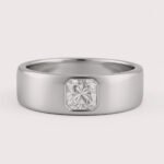 2.50ct Cushion Cut IGI Certified CVD Lab Diamond Ring in 18K White Gold – Bezel Set Wide Band Design
