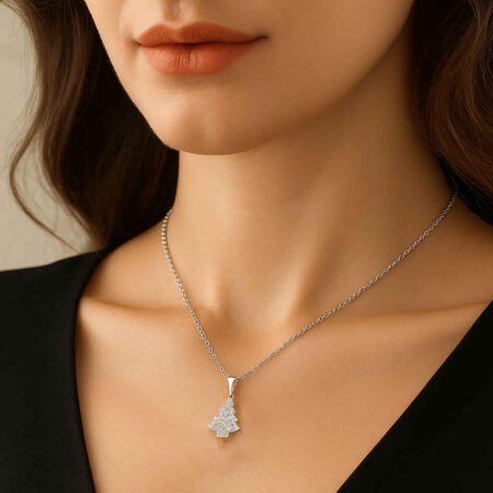Christmas Tree–Shaped IGI Certified CVD Lab Diamond Pendant Necklace in 18K Gold – 0.50ct to 3.50ct with 18-Inch Chain