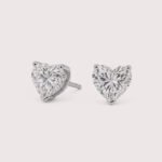 2CT Heart Shaped Lab Diamond Stud Earrings in 14K White Gold