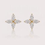 1.20ct IGI Certified Marquise & Pear Cut CVD Lab Diamond Floral Earrings Set – 18K Gold Designer Studs