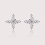 1.20ct IGI Certified Marquise & Pear Cut CVD Lab Diamond Floral Earrings Set – 18K Gold Designer Studs