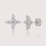 1.20ct IGI Certified Marquise & Pear Cut CVD Lab Diamond Floral Earrings Set – 18K Gold Designer Studs