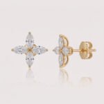 1.20ct IGI Certified Marquise & Pear Cut CVD Lab Diamond Floral Earrings Set – 18K Gold Designer Studs