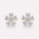 1.20ctw Pear Cut IGI Certified CVD Lab Diamond Floral Stud Earrings in 18K Gold – Elegant Four-Petal Design