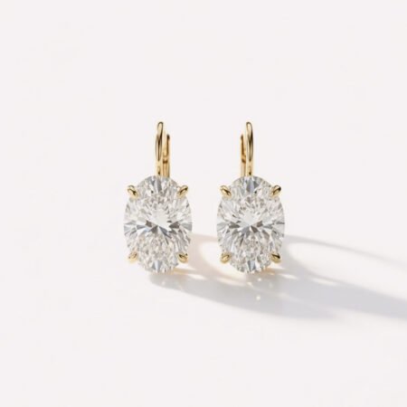 4.08ctw Oval Cut IGI Certified CVD Lab Diamond Drop Earrings in 14K Gold – Elegant Solitaire Studs