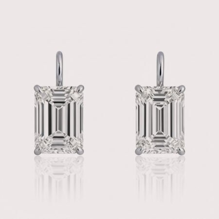 6.10ctw Emerald Cut IGI Certified CVD Lab Diamond Drop Earrings in 18K Gold – Bold Solitaire Studs