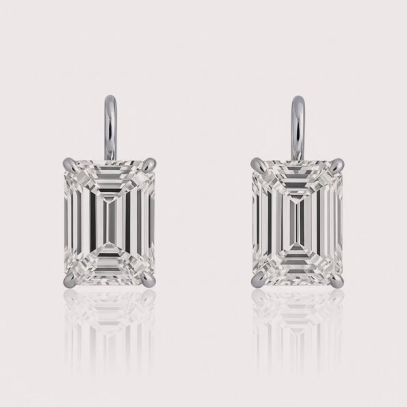 6.10ctw Emerald Cut IGI Certified CVD Lab Diamond Drop Earrings in 18K Gold – Bold Solitaire Studs