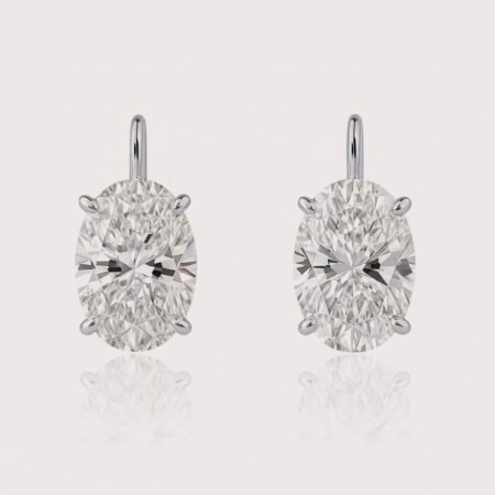3.08ctw Oval Cut IGI Certified CVD Lab Diamond Drop Earrings in 18K Gold – Elegant Solitaire Studs