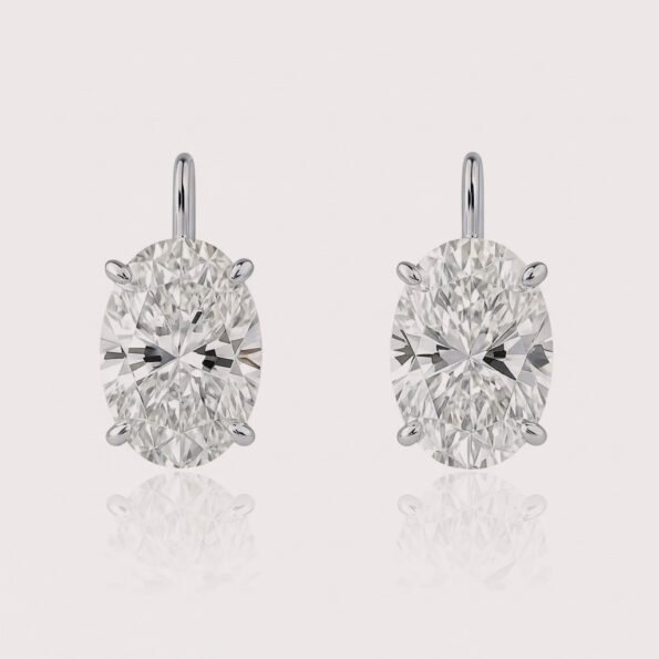 3.08ctw Oval Cut IGI Certified CVD Lab Diamond Drop Earrings in 18K Gold – Elegant Solitaire Studs