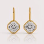 3.12ctw Asscher Cut IGI Certified CVD Lab Diamond Drop Earrings in 18K Yellow Gold – Octagon Bezel Set