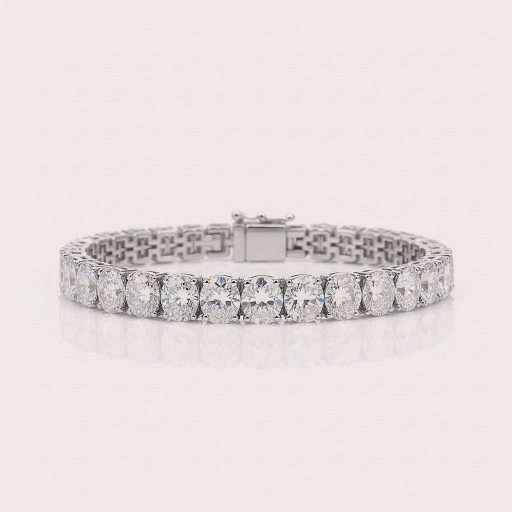 15–23ctw Oval Cut IGI Certified Lab-Grown Diamond Tennis Bracelet in 18K Gold – CVD Diamonds from 5.5” to 8” 15–23ctw Oval Cut IGI Certified Lab-Grown Diamond Tennis Bracelet in 18K Gold – CVD Diamonds from 5.5” to 8”