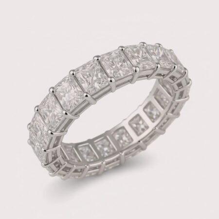 Radiant Cut 5–8ctw IGI Certified CVD Lab Diamond Eternity Band Ring in 10K Gold – Full Finger Sparkle