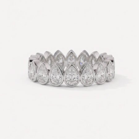 Pear Cut 4–6ctw Certified CVD Lab Diamonds Eternity Band in 10K Gold – Bezel Set Full Eternity Ring