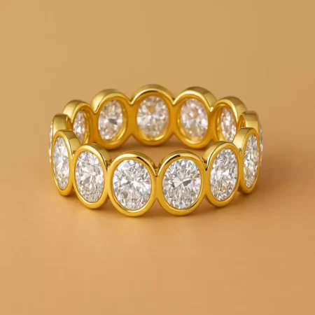 Oval Cut 5–8ctw IGI Certified CVD Lab Diamond Eternity Band Ring in 18K Gold – Seamless Oval Sparkle