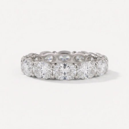 Oval Cut 4–6ctw IGI Certified CVD Lab Diamond Eternity Band in 10K Gold – Full Eternity Ring for Women
