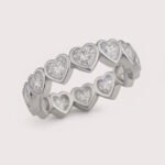 Heart Cut 3–4.50ctw IGI Certified CVD Lab Diamond Eternity Band Ring in 10K Gold – Bezel Set Romantic Style