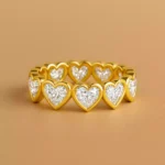 Heart Cut 3–4.50ctw IGI Certified CVD Lab Diamond Eternity Band Ring in 10K Gold – Bezel Set Romantic Style