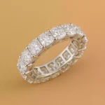Cushion Cut 5–7ctw IGI Certified CVD Lab Diamond Eternity Band Ring in 10K Gold – Prong Set Cushion Style