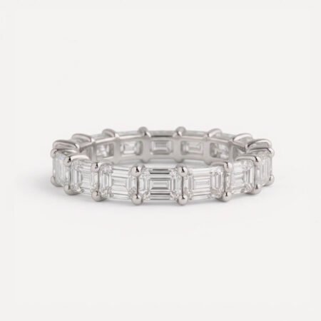 East West 4–7ctw Emerald Cut IGI Certified Lab Grown Diamonds Eternity Band in 10K Gold – Horizontal Set Luxury Ring