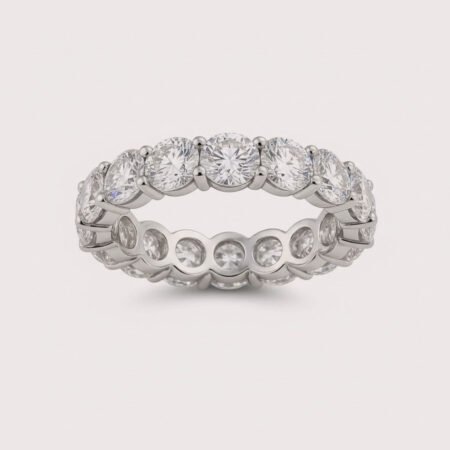 Round Cut 3–5.50ctw IGI Certified CVD Lab Diamond Eternity Band in 10K Gold – Classic Prong Set Ring