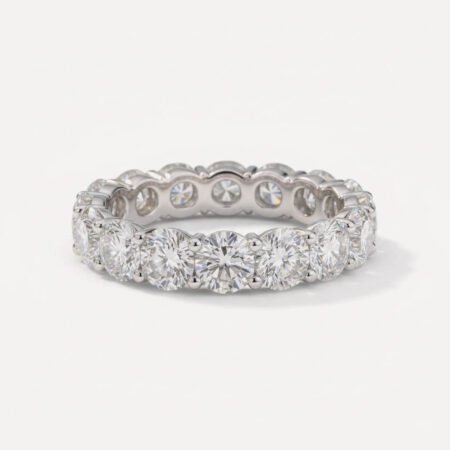 Round Cut 3–5.50ctw Certified CVD Lab Diamond Eternity Band in 10K Gold – Classic Prong Set Ring