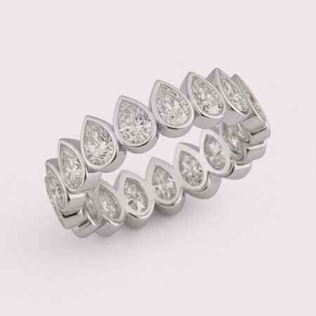 Pear Cut 4–6ctw IGI Certified CVD Lab Diamond Eternity Band in 10K Gold – Bezel Set Full Eternity Ring