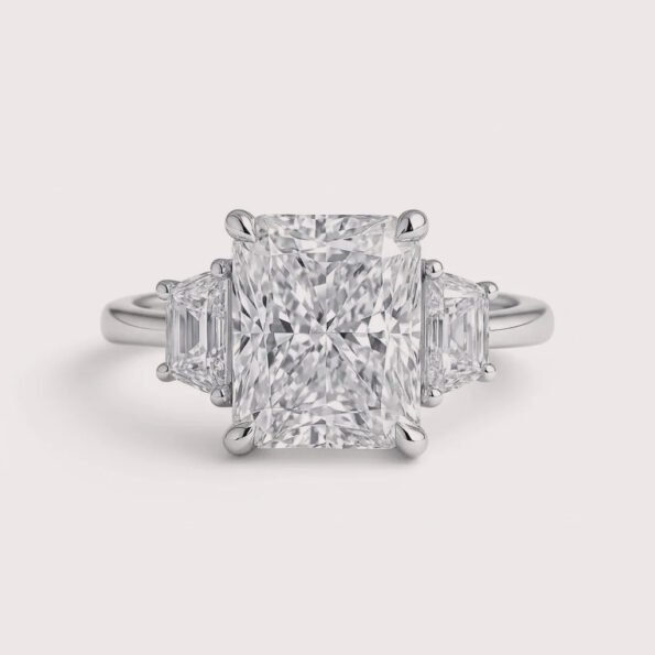 6.05 CTW Radiant Cut Lab Diamond Three Stone Engagement Ring in 10K/14K/18K Gold