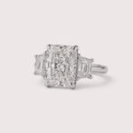 6.05 CTW Radiant Cut Lab Diamond Three Stone Engagement Ring in 10K/14K/18K Gold
