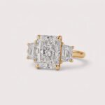 6.05 CTW Radiant Cut Lab Diamond Three Stone Engagement Ring in 10K/14K/18K Gold