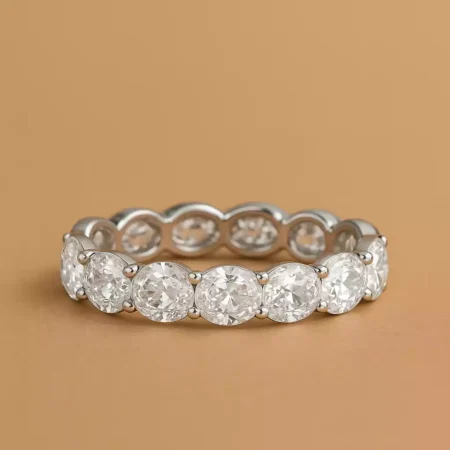 Oval Cut 4–6ctw IGI Certified CVD Lab Diamond Eternity Band in 10K Gold – Full Eternity Ring for Women