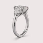 Cushion Cut 4ct Center + Trapezoid Side Lab Grown Diamond Engagement Ring in 10K/14K/18K Gold – IGI Certified