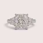 Cushion Cut 4ct Center + Trapezoid Side Lab Grown Diamond Engagement Ring in 10K/14K/18K Gold – IGI Certified